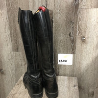 Pr Field Boots, Pull On, Red Plastic Boot Forms *gc, older, rubs, scratches, widened, loose logo
