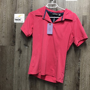 SS Polo Shirt, 1/4 Button Up *vgc, mnr hair, wrinkles, seam puckers
