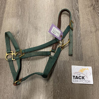 Soft Nylon Leather Lined Halter, snap *gc, BROKEN snap, dirty, stains, faded, rubbed edges
