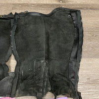 Leather Half Chaps, back zips *vgc, mnr dirt, hair & scuffs, older, inner pilling, scratches