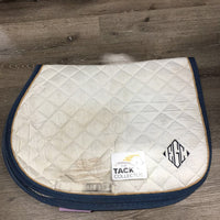 Quilt Jumper Saddle Pad, embroidered *fair, shrunk, rubbed edges, dingy, pills, dirt, stains
