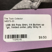 SS Polo Shirt, 1/4 Button up *gc, folded collar, pilly
