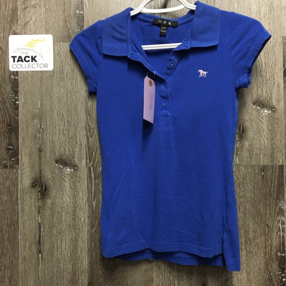 SS Polo Shirt, 1/4 Button up *gc, faded, pilly, hair