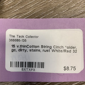 15 v.thin Cotton String Cinch *older, gc, dirty, stains, rust