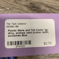Plastic Mane and Tail Comb *gc, dirty, stained, bent broken teeth, scratches