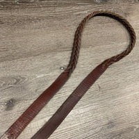 Thick Wide Leather Braided Roper Reins, lace, conway buckle, snap *vgc, trimmed end, stains, mnr dirt
