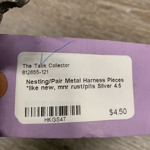 Nesting/Pair Metal Harness Pieces *like new, mnr rust/pits