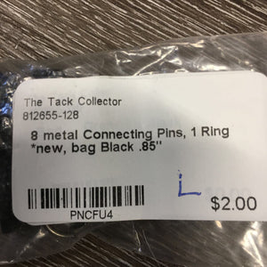 8 metal Connecting Pins, 1 Ring *new, bag