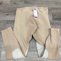 Cotton Breeches, Pull On *older, seat seams: thin, rubs & holey, discolored/stained seat & legs, sm holes
