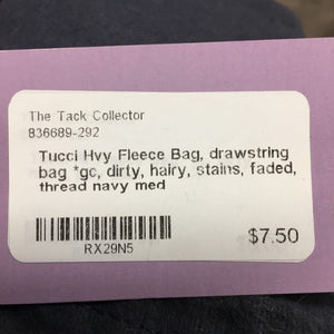 Hvy Fleece Bag, drawstring bag *gc, dirty, hairy, stains, faded, thread