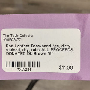 Rsd Leather Browband *gc, dirty, stained, dry, rubs ALL PROCEEDS DONATED