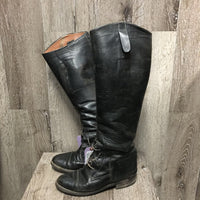 Pr Thick/Hvy Field Boots, Pull On *older, rubs, repaired, scratches, broken spur rest, faded, crumpled