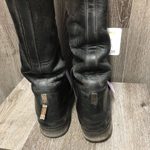 Pr Thick/Hvy Field Boots, Pull On *older, rubs, repaired, scratches, broken spur rest, faded, crumpled