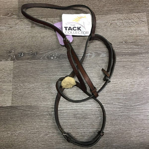 Thick Leather Figure 8 Noseband Only *gc, stains, older, faded, stiff, dry, broken/shrunk keepers
