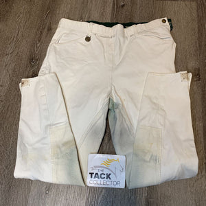 Full Seat Breeches, Side Zip *v.stained seat/legs, older, seam puckers, stains, hairy velcro