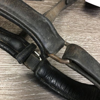 Rsd/Padded Crank Noseband, Flash *fair, dirty, creases, rust, older, trimmed, stretched keepers, xholes, slices