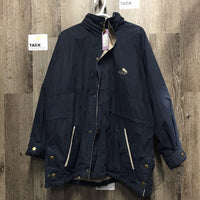 Med Winter Jacket, roll up collar hood *gc, faded, clean, pilly, mnr undone stitching