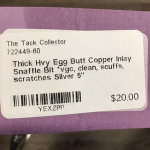 Thick Hvy Egg Butt Copper Inlay Snaffle Bit *vgc, clean, scuffs, scratches