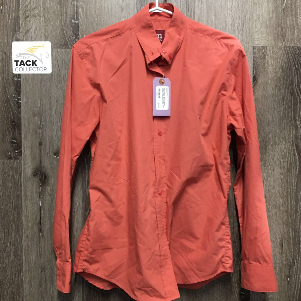LS Show Shirt, 2x Button Collars *older, vgc, wrinkled, seam puckers