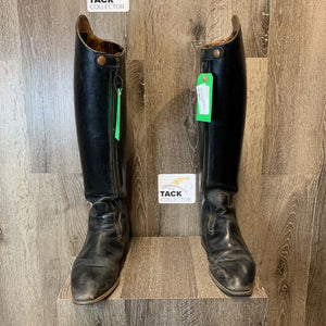Pr Stiff Dressage Boots, aftermarket zips *older, rubs/thin spots, dirty, scrapes, threads, hairy, threads, dry