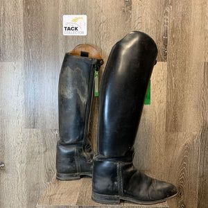 Pr Stiff Dressage Boots, aftermarket zips *older, rubs/thin spots, dirty, scrapes, threads, hairy, threads, dry
