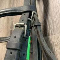 Rsd Padded Bridle, buckles, name plate *14" Cheeks, 0 Flash, dry, stiff, stains, stretched/thin spots, xholes