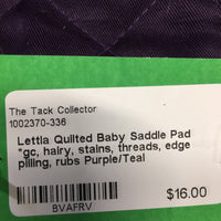 Quilted Baby Saddle Pad *gc, hairy, stains, threads, edge pilling, rubs
