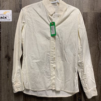 LS Show Shirt, 1 button collar *gc, mnr threads, v.puckered seams, older, creased
