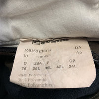 Full Seat Fleece Lined Breeches *broken pocket zip, rubs/pilly, threads, undone stitching, seat seam: pulled, undone & holey
