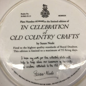 "In Celebration of Old Country Crafts" by Susan Neale Blacksmith/Farm Decorative Plate *vgc