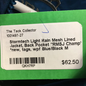 Light Rain Mesh Lined Jacket, Back Pocket "RMSJ Champ" *new, tags, wpf
