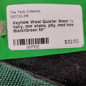 Keyhole Wool Quarter Sheet *v. hairy, mnr stains, pilly, med hole