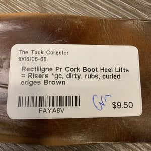 Pr Cork Boot Heel Lifts = Risers *gc, dirty, rubs, curled edges