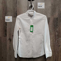 LS Show Shirt, attached snap collar *seam puckers, stained pits, wrinklled, older