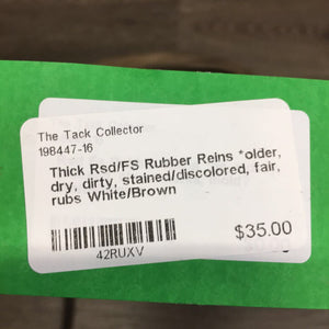 Thick Rsd/FS Rubber Reins *older, dry, dirty, stained/discolored, fair, rubs