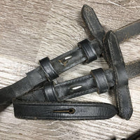 Rubber Reins, Leather Stoppers *broken keeper, scraped/sliced, dirty, scraped edges