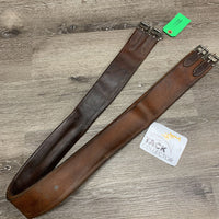 3 Fold Leather Girth *gc, older, oily/sticky, clean, stains, dents/curled eddges, scratches, creased