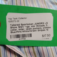 JUNIORS LS Show Shirt *vgc, mnr threads, 0 collar, older, seam puckers, crinkles