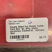 Double Sided Hvy Plastic Tackle - Cork Box *gc, dirty, stains, scratches, cracked lid
