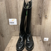 Pr Synthetic Dress Boots, Zips *vgc, threads, hay/dirt inside, dirty
