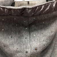 Thick Fleece Sweatshirt Jacket, hood, bling, zip *vgc, mnr clumpy/pilly, unstitched hood ribbon
