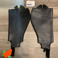Pr Thick Leather Half Chaps *like new, stiff zippers, v.mnr dirt/scratches, older