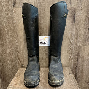 Pr Tall Winter Boots, Zips *LOOSE/Pulling off Sole, gc, dirty, scuffs, scratches, faded