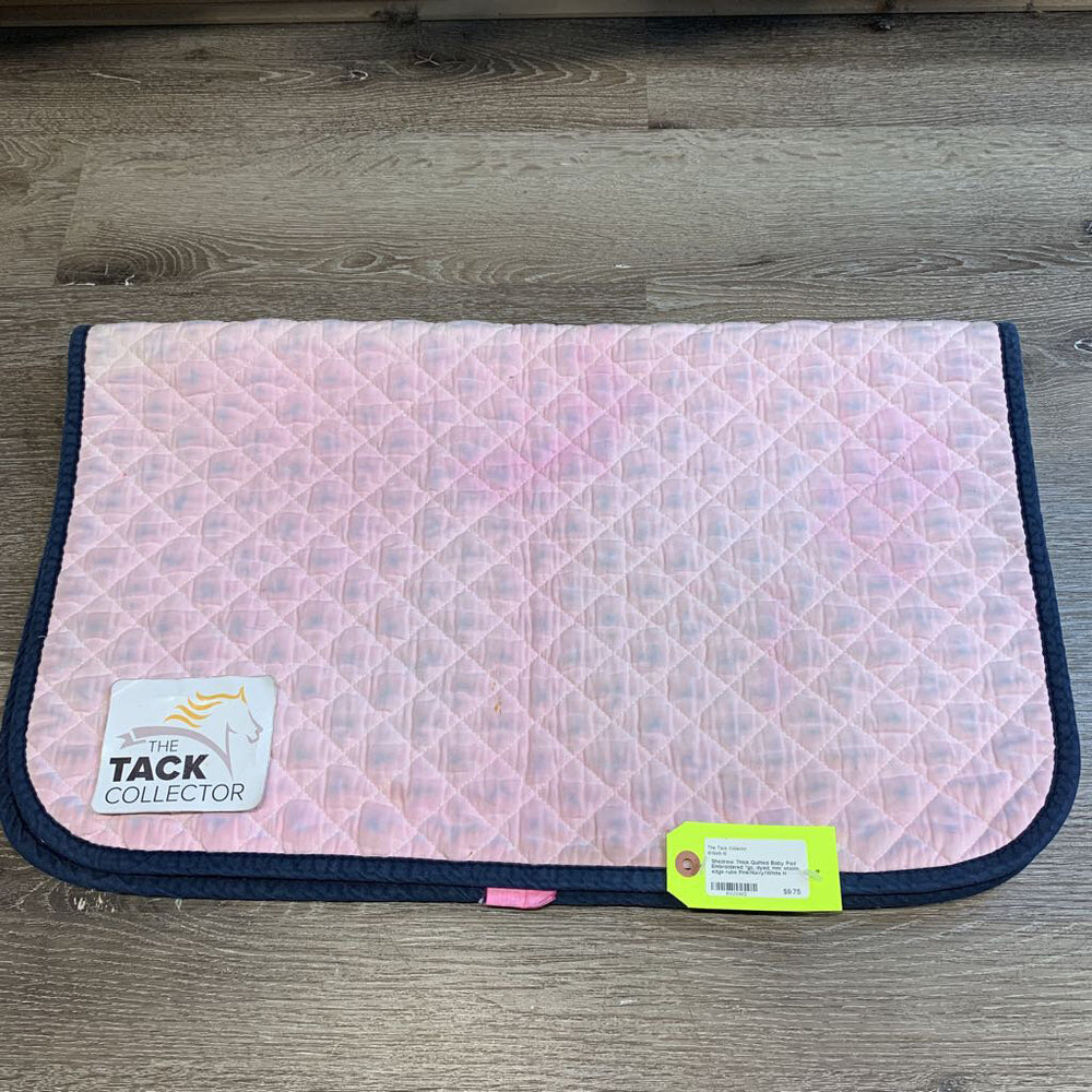Thick Quilted Baby Pad Embroidered *gc, dyed, mnr stains, edge rubs