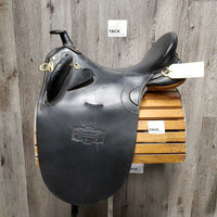 16 MW *5.25 Handmade Outback Aussie Saddle, Horn *NO Overgirth, Synthetic Flocking, Flaps: 19"L x 13"W