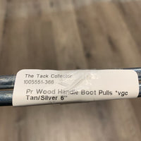 Pr Wood Handle Boot Pulls *vgc
