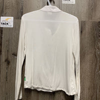 LS v.soft Show Shirt, attached button collar, 1/4 Button Up *gc, v.puckered/crinkled collar