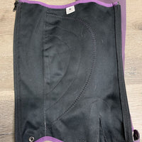 Pr Synthetic Half Chaps *gc, seam rubs, stains, peeled, pilly edges, older
