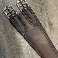 Padded Leather Girth, 1x els *gc, clean, older, faded, stained, scratches, rubbed elastic edges