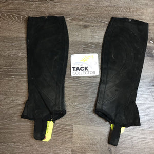 Pr Micro Suede Half Chaps *dirty, faded, v.rubbed & peeled, threads, pilly edges